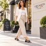 sandale dama negre lacuite din piele naturala cu toc gros si barete perforate S6LN Ciucaleti